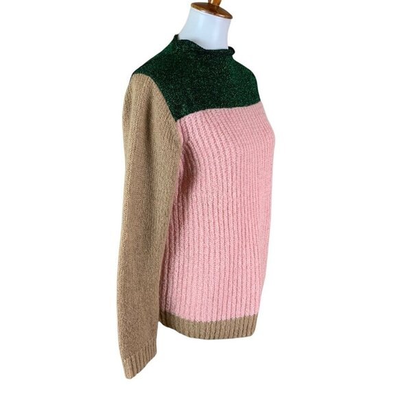 Scotch And Soda Maison Scotch Colorblock Knit Sweater Green Pink Tan Medium - Picture 4 of 8